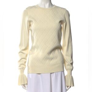 Opening ceremony Quilted Sweater with Ruffle Cuffs
